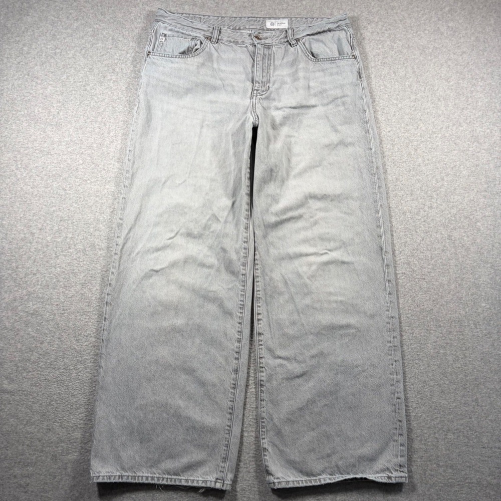 AG Adriano Goldschmied Adria Low-Rise Wide Leg Jeans Women 33 (Fits 35x31) Gray
